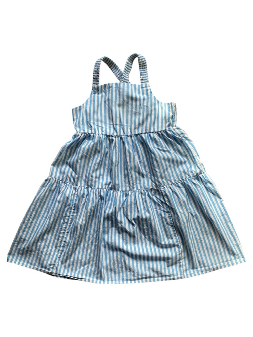 J.Crew Crewcuts Girls Blue/White Striped Cotton Dress